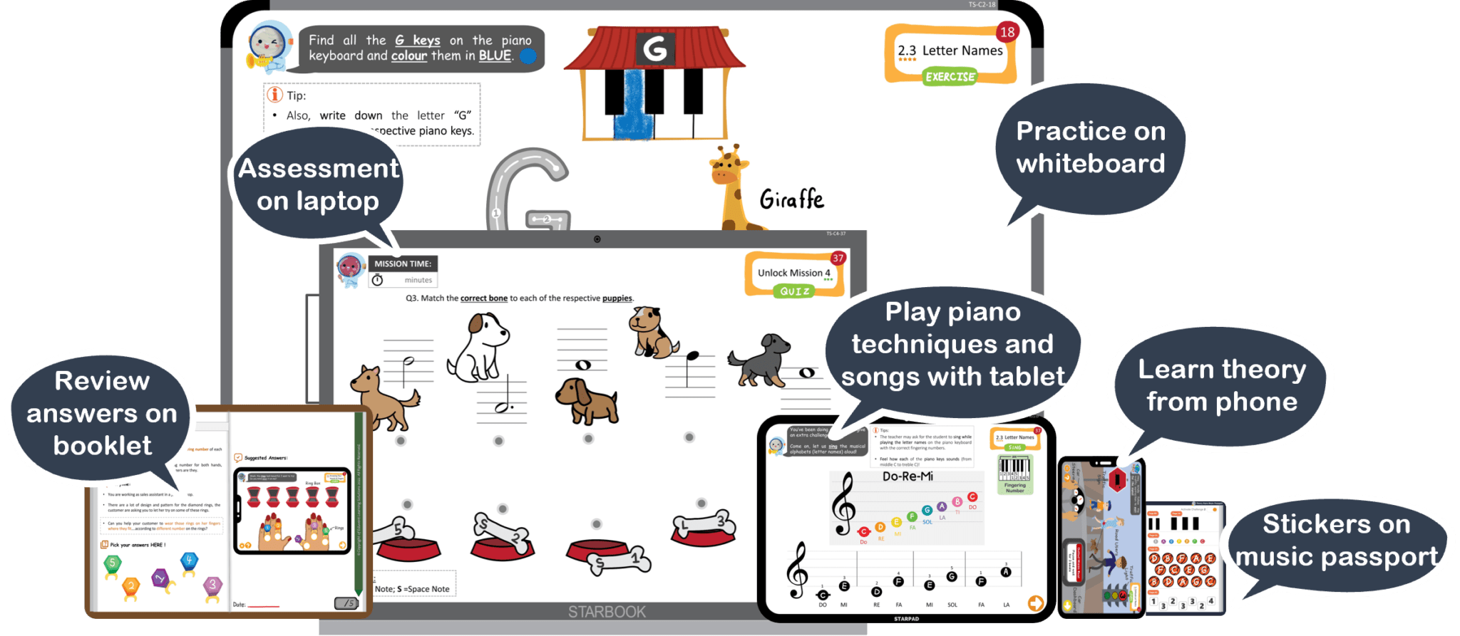 All Theory Stars Challenge Books 1-5B and Music Passport